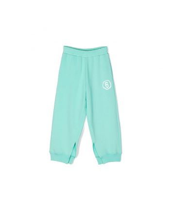 Girls Sea Green Logo Print Track Pant