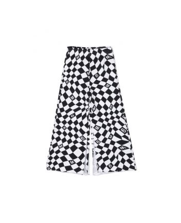 Girls White & Black Check Print Wide Leg Trousers