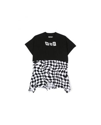 Girls Black Monochrome Print Dress