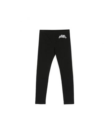 Girls Black Logo Print Cotton Leggings