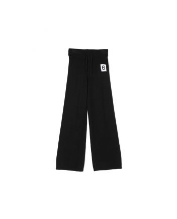 Girls Black Logo Print Wide Leg Trousers