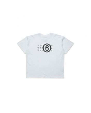 Kids White Cotton Rubberized Logo T-shirt