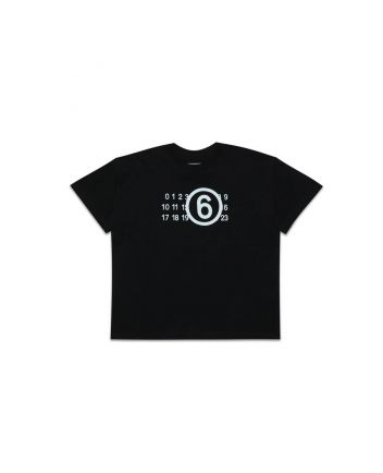 Kids Black Cotton Rubberized Logo T-shirt