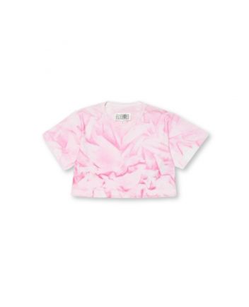 Girls Pink Spray Effect Cropped T-shirt