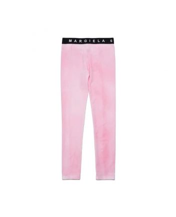 Girls Pink Logo-Waistband Leggings