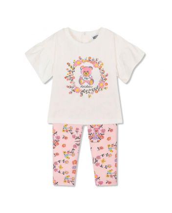 Baby Girls Ivory & Pink Cotton Leggings Set