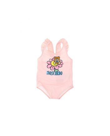 Girls Orange Teddy Bear Swimsuit