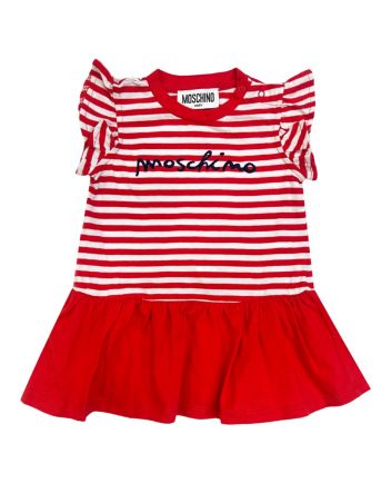 Baby Girls Red Embroidered-Logo Dress