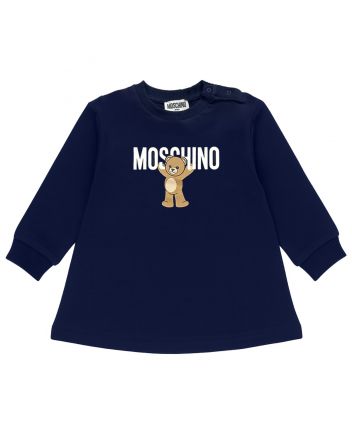 Baby Girls Navy Blue Teddy-Logo Dress