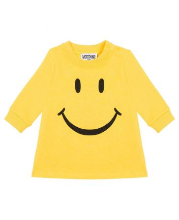 Baby Girls Yellow Smiley-Print Dress
