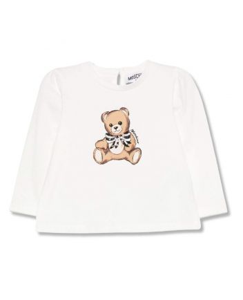 Baby Unisex White Teddy Bear-Print T-shirt