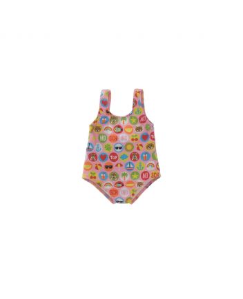 Girls Graphic Print U Neck Swimsuit