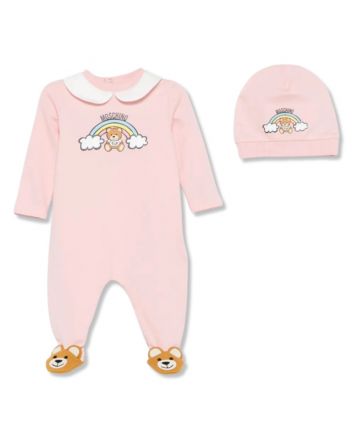 Baby Girls Bear & Rainbow Cotton Romper Set of 2