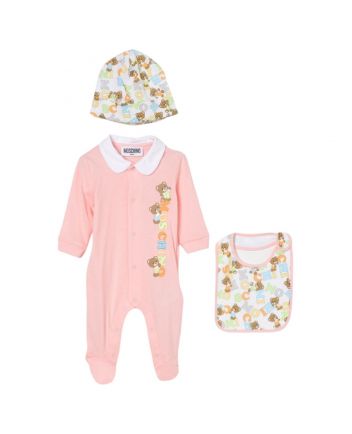 Baby Girls Pink Logo Romper Set Of 3