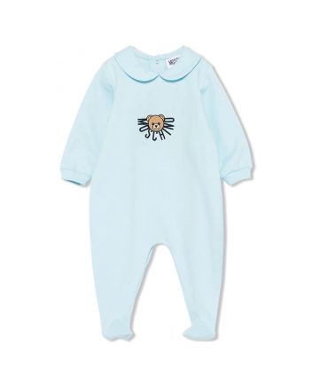 Baby Boys Blue Teddy-Print Romper