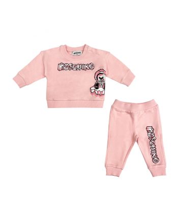 Baby Girls Pink Logo-Print Tracksuit