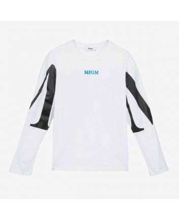Boys White Cotton Logo T-shirt