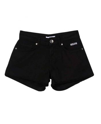 Frayed Black Denim Shorts