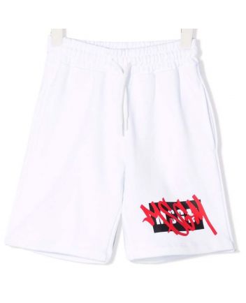 Graffiti Print Track Shorts-White