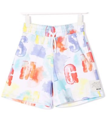 Graphic Print Cotton Track Shorts