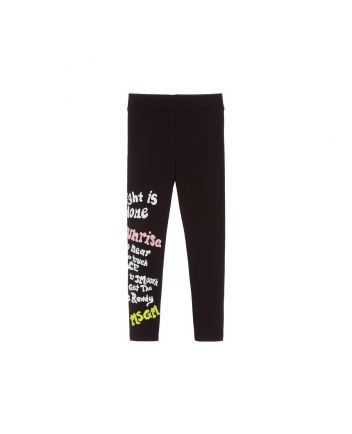 Girls Black Script Leggings
