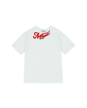 Boys White Cotton Logo T-Shirt