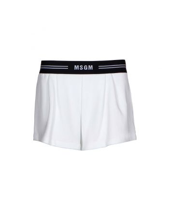 Girls White Cotton Logo Shorts