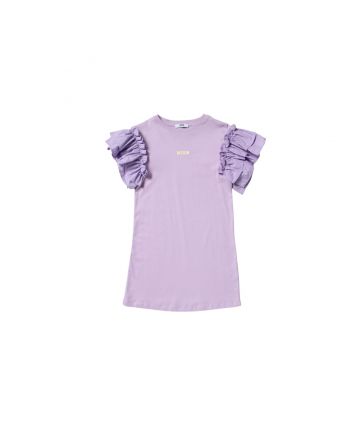 Girls Purple Ruffle Cotton Jersey Dress