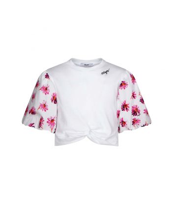 Girls White & Pink Crop Top
