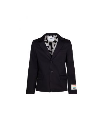 Boys Black Stretch Cotton Blazer