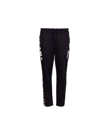 Boys Black Cotton Logo Trousers