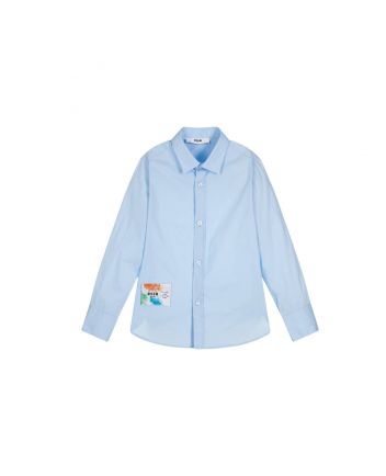 Boys Blue Cotton Poplin Shirt