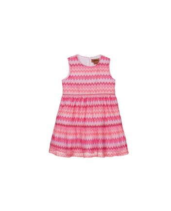 Girls Pink Zigzag Knit Dress