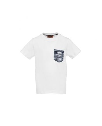 Boys White Patch-Pocket T-shirt
