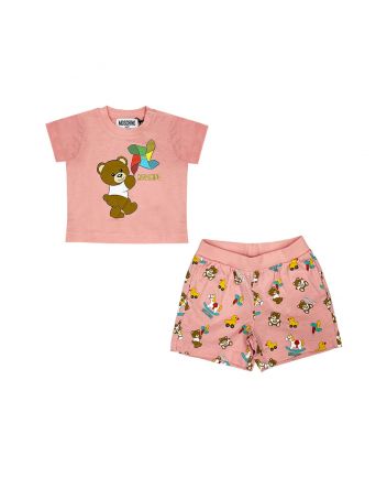 Baby Girls Teddy Bear -Print Shorts Set