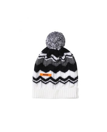 Kids Black Zigzag Pattern Knitted Beanie