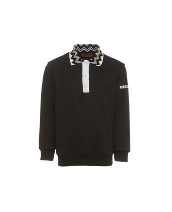 Boys Black Collar Sweatshirt