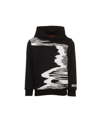 Boys Black Zigzag-Edge Hoodie