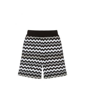 Girls Black and White Zigzag Woven Shorts
