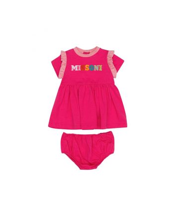 Girls Pink Logo-Patch Cotton Dress