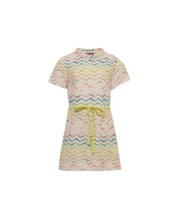 Girls Multi-Color Zigzag-Woven Knitted Dress