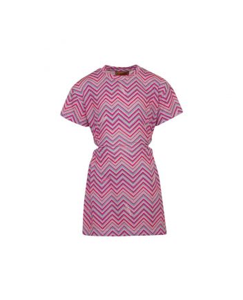 Girls Pink Chevron-Print Cotton Dress