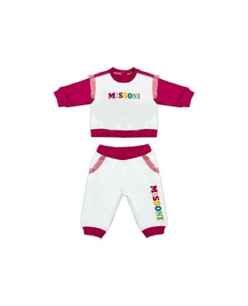 Baby Girls White Logo-Patch Tracksuit