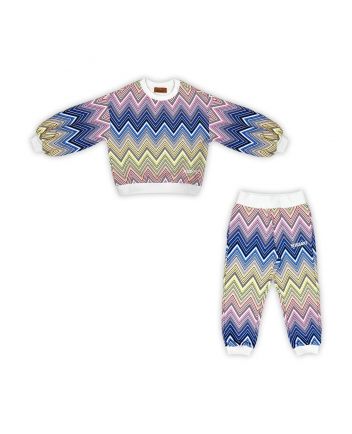 Girls Zigzag-Print Cotton Tracksuit