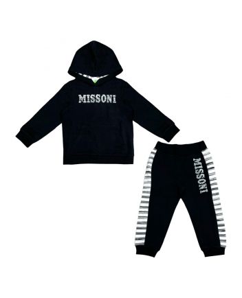 Unisex Black Logo-Patch Tracksuit
