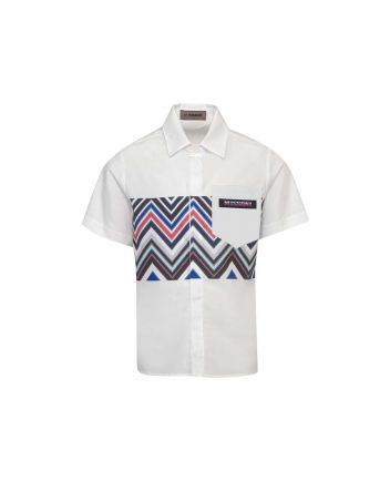 Boys White Zigzag-Print Cotton Shirt