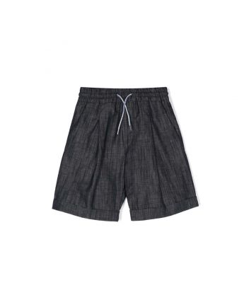 Boys Navy Blue Logo-Detail Chambray Shorts