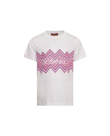 Girls White Zig-Zag Print T-Shirt