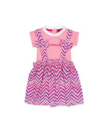 Girls Pink Zigzag-Print Skirt Set