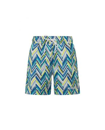 Boys Blue Zigzag Swim Shorts
